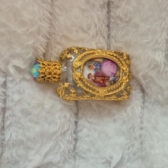 Vintage Pink Lefton Gold Gilded Capodimonte Perfume Bottle - Picture 2 of 8